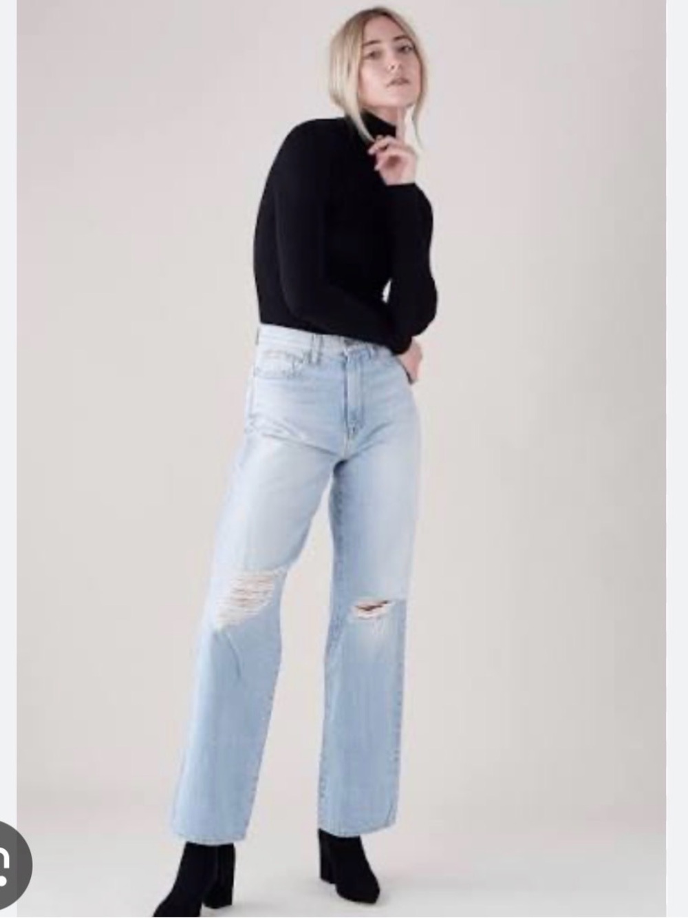 Baldwin Kansas City Light Blue Distressed Wide-Leg Jeans - Women